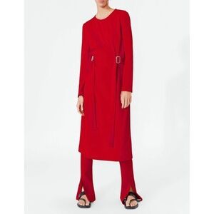 Zara Red Long Sleeve Midi Dress